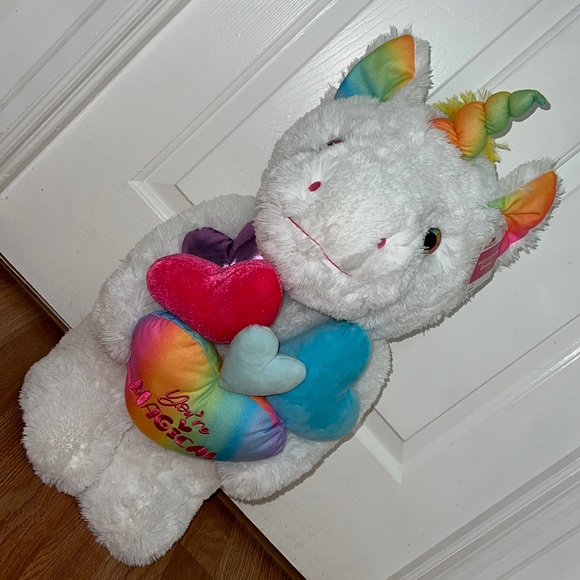 Rainbow Unicorn Stand Up Plushy “Valentine’s Day” - Picture 1 of 10